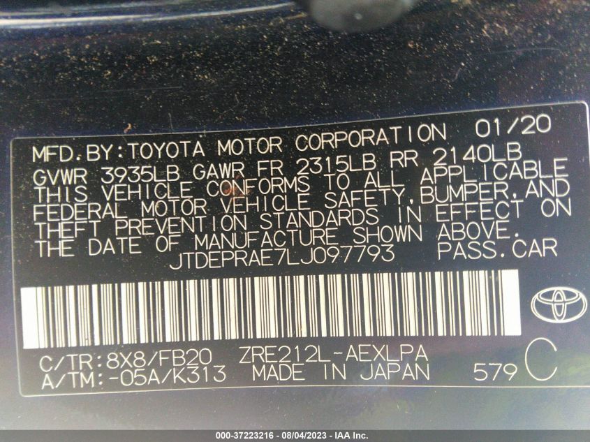 JTDEPRAE7LJ097793 Toyota Corolla LE 9