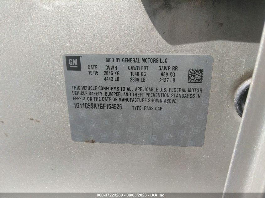 2016 CHEVROLET MALIBU LIMITED LT - 1G11C5SA7GF154526