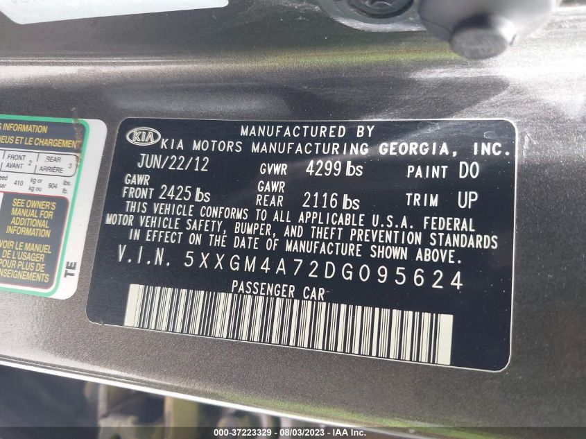 2013 KIA OPTIMA LX - 5XXGM4A72DG095624