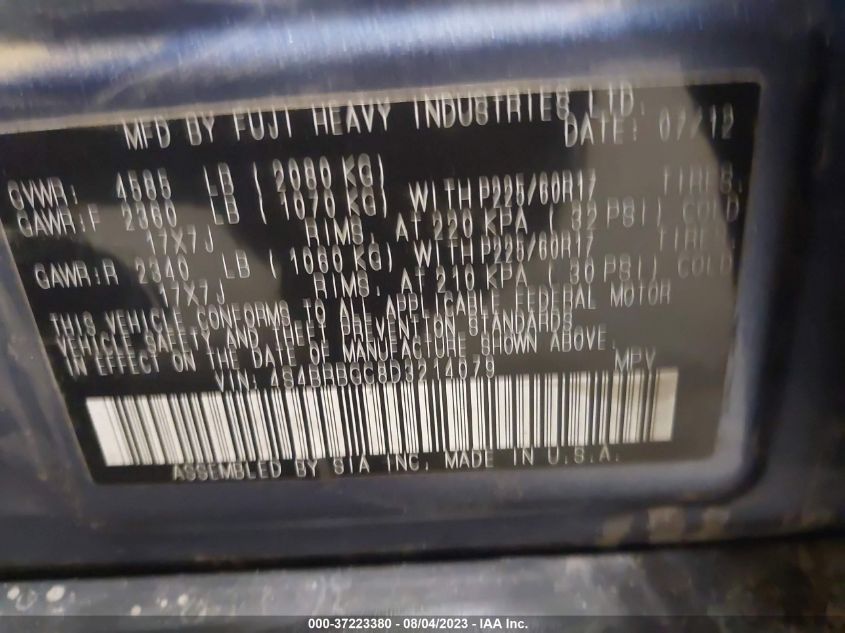 2013 SUBARU OUTBACK 2.5I PREMIUM - 4S4BRBGC8D3214079