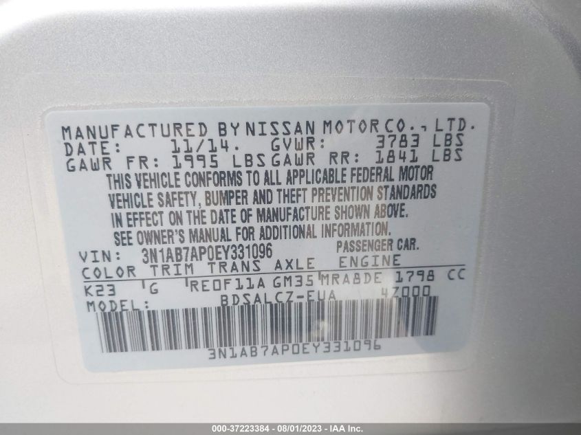 2014 NISSAN SENTRA S - 3N1AB7AP0EY331096