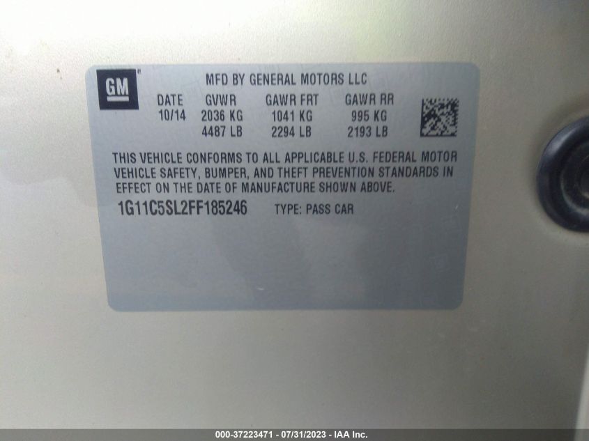 2015 CHEVROLET MALIBU LT - 1G11C5SL2FF185246