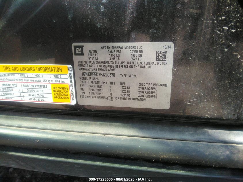 2015 CHEVROLET TRAVERSE LS - 1GNKRFED7FJ200378