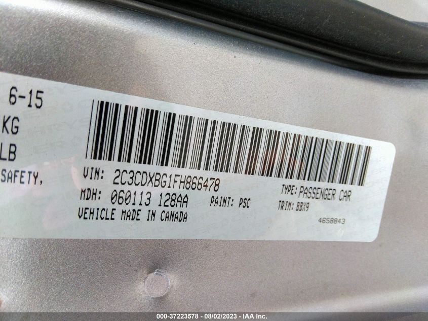 2015 DODGE CHARGER SE - 2C3CDXBG1FH866478