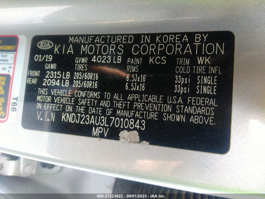 2020 KIA SOUL S - KNDJ23AU3L7010843