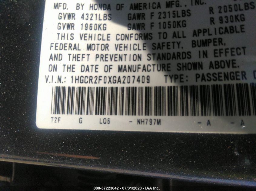 2016 HONDA ACCORD SEDAN EX - 1HGCR2F0XGA207409