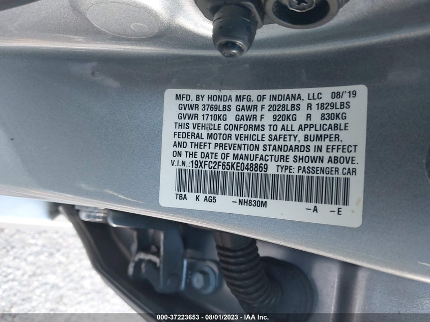 VIN 19XFC2F65KE048869 2019 HONDA CIVIC SEDAN LX