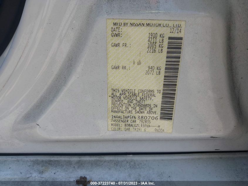 2015 NISSAN ALTIMA 2.5 S - 1N4AL3AP5FN380706