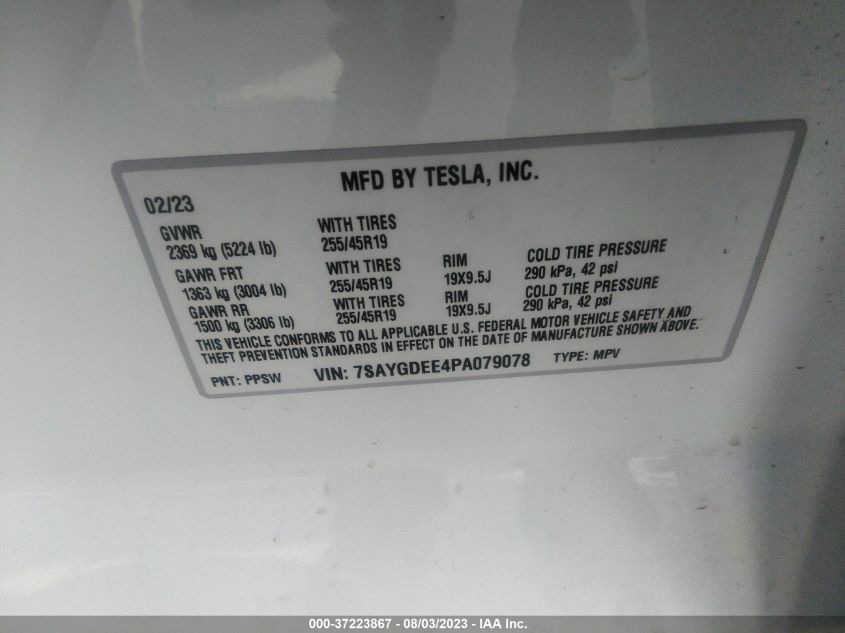 2023 TESLA MODEL Y - 7SAYGDEE4PA079078
