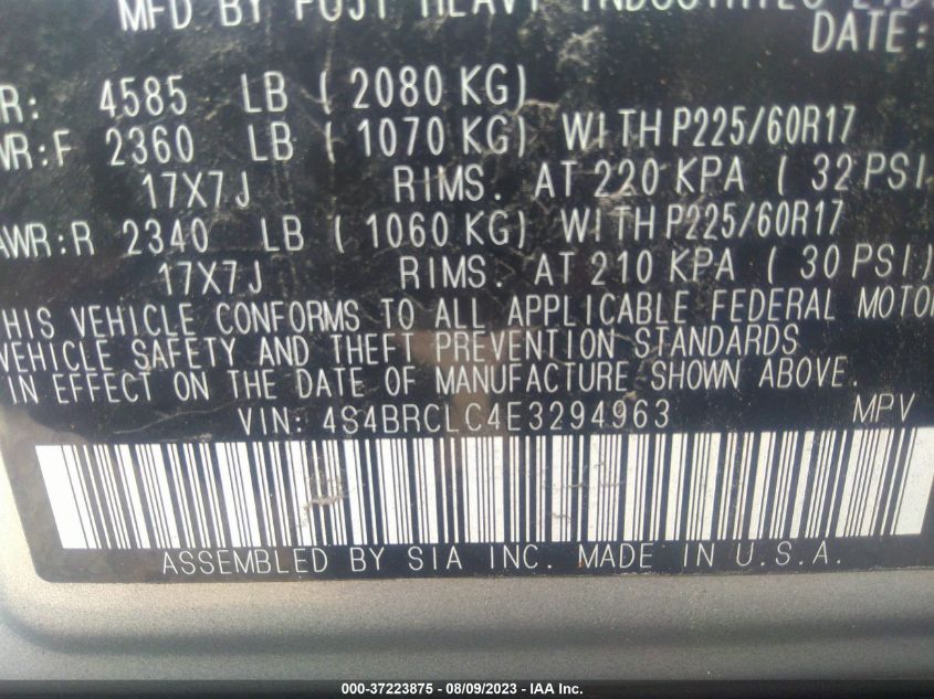 2014 SUBARU OUTBACK 2.5I LIMITED - 4S4BRCLC4E3294963