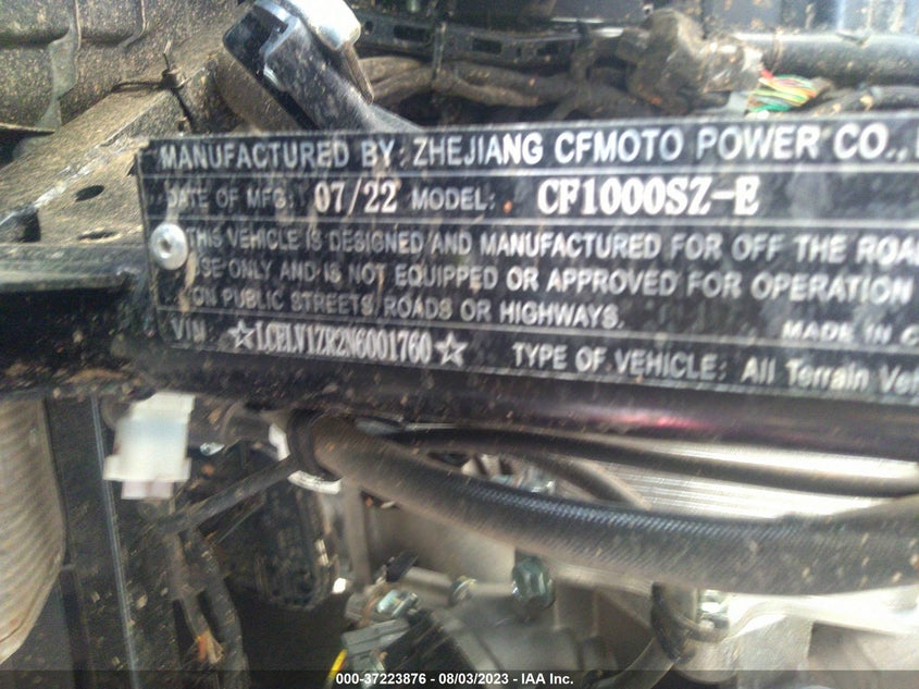 VIN LCELV1ZR2N6001760 2022 CFMOTO ZFORCE 950