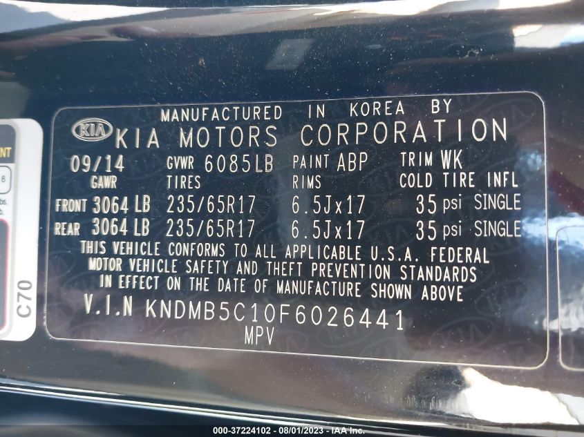 2015 KIA SEDONA LX - KNDMB5C10F6026441