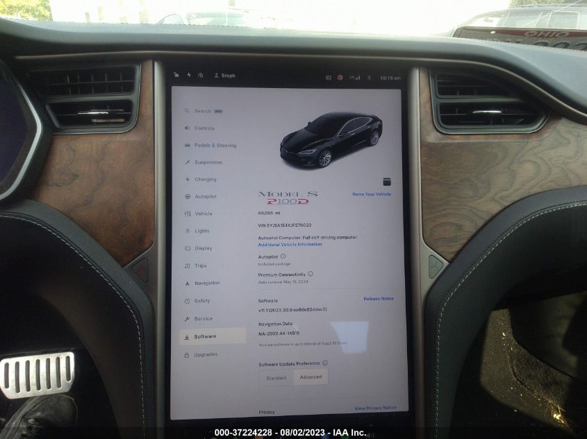 2018 TESLA MODEL S 75D/100D/P100D - 5YJSA1E4XJF276020