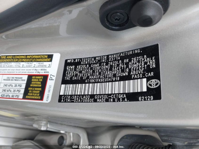 2014 TOYOTA CAMRY SE/XLE - 4T1BK1FK6EU547819