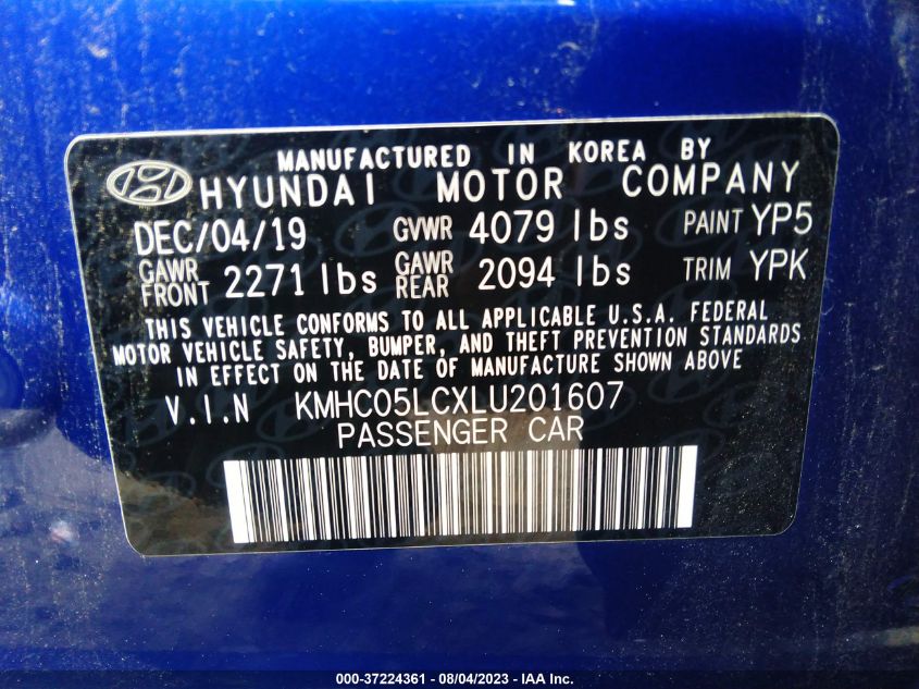 2020 HYUNDAI IONIQ HYBRID LIMITED - KMHC05LCXLU201607