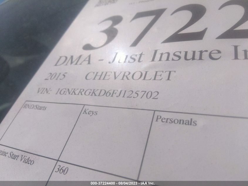 2015 CHEVROLET TRAVERSE LT - 1GNKRGKD6FJ125702