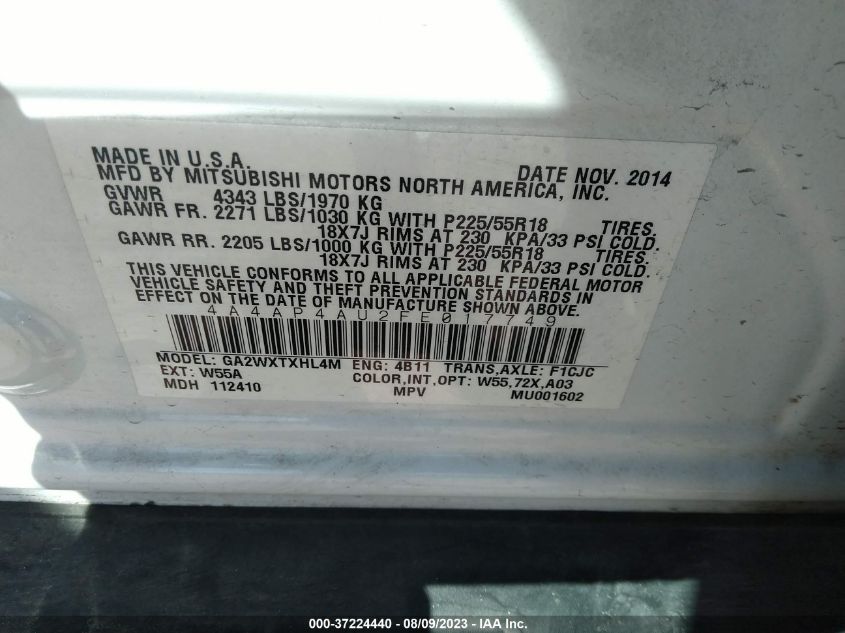 2015 MITSUBISHI OUTLANDER SPORT SE - 4A4AP4AU2FE017749