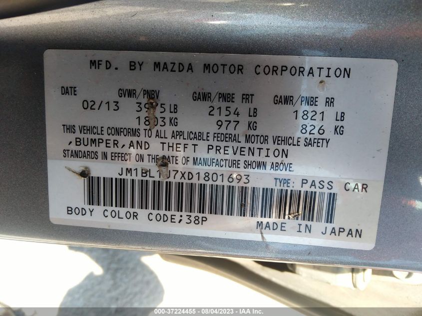 2013 MAZDA MAZDA3 I SPORT - JM1BL1U7XD1801693