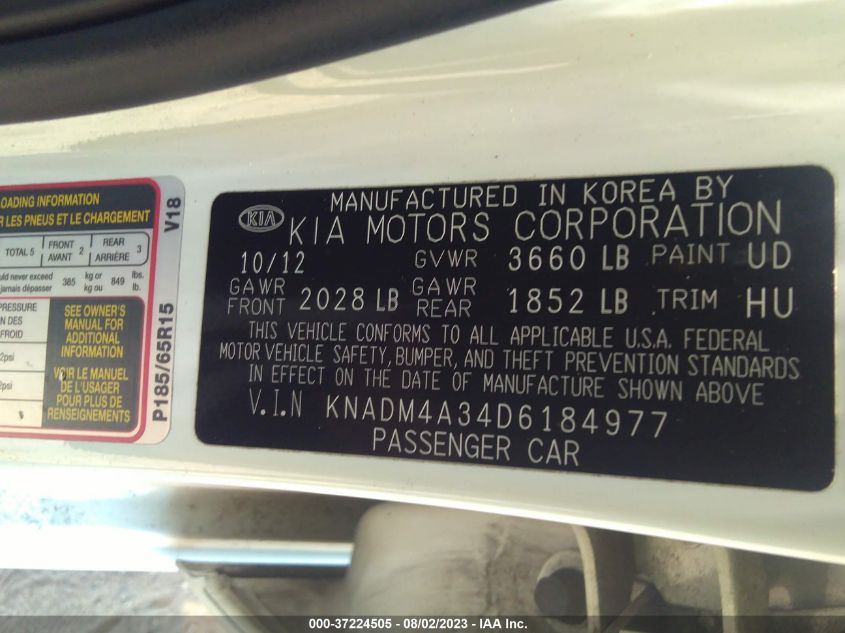 2013 KIA RIO LX - KNADM4A34D6184977