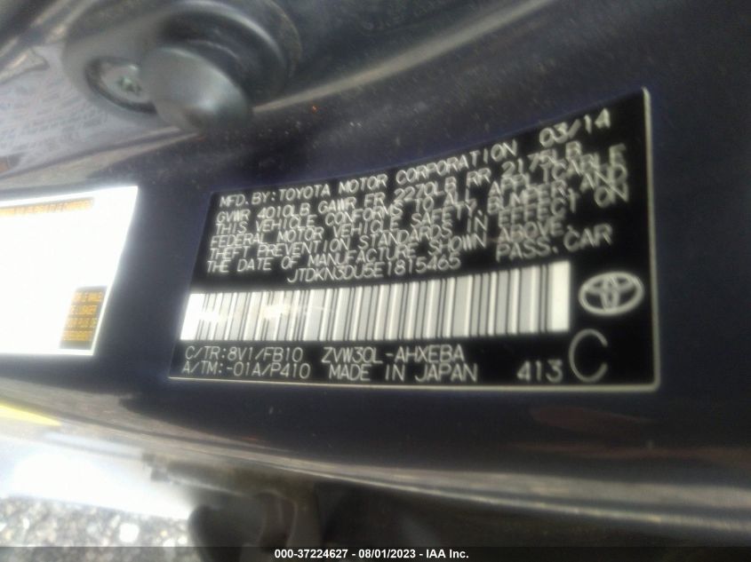 2014 TOYOTA PRIUS FOUR/FIVE/THREE/ONE/TWO - JTDKN3DU5E1815465