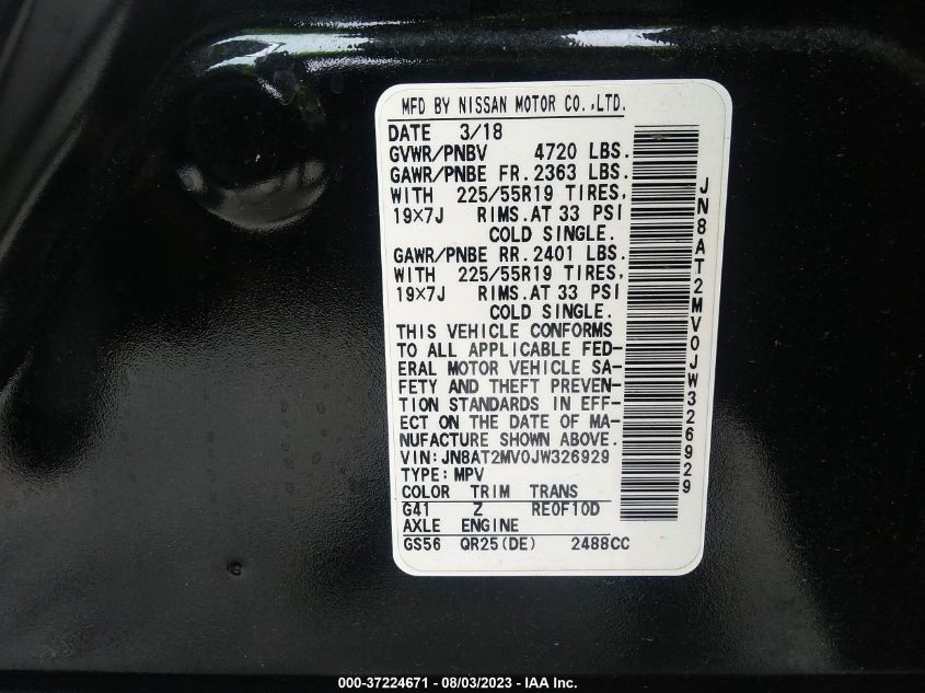 2018 NISSAN ROGUE SL - JN8AT2MV0JW326929