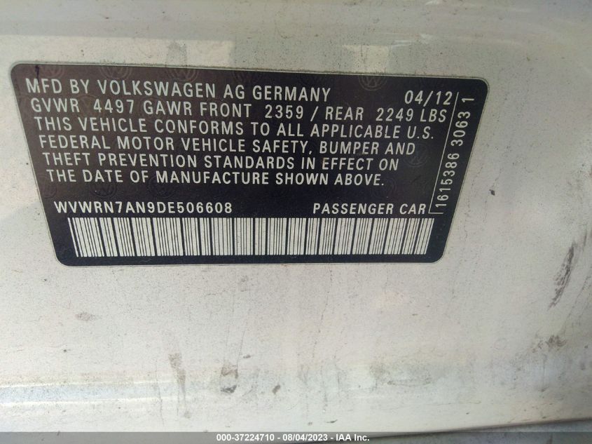 2013 VOLKSWAGEN CC LUX - WVWRN7AN9DE506608