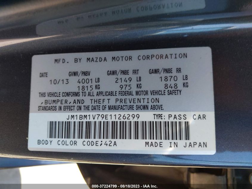 2014 MAZDA MAZDA 3 JM1BM1B79E1126299