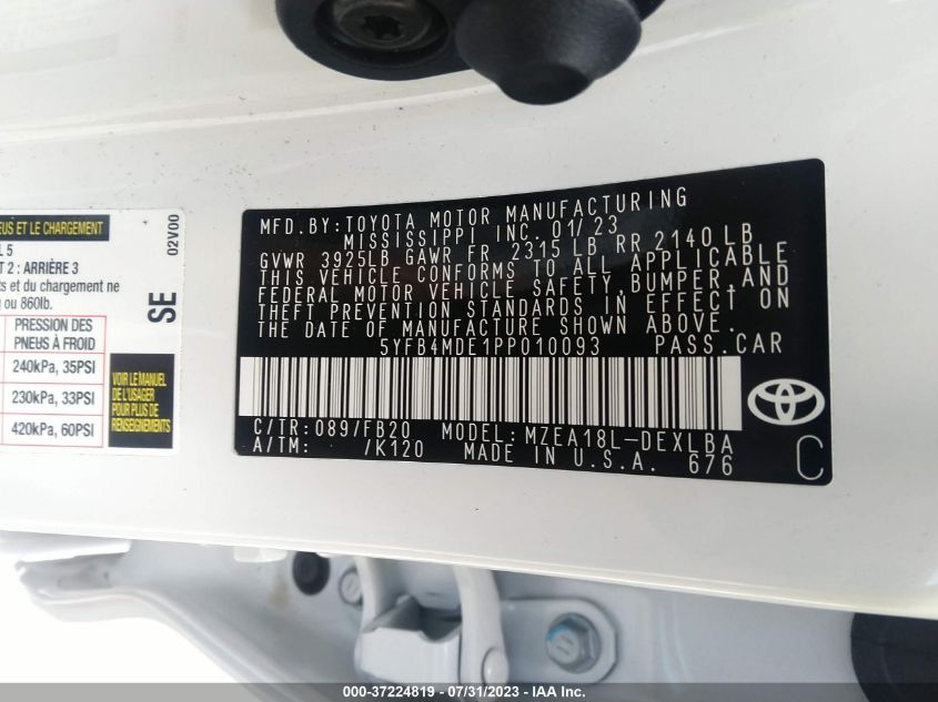 2023 TOYOTA COROLLA LE - 5YFB4MDE1PP010093