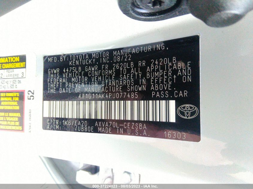 2023 TOYOTA CAMRY SE/SE NIGHTSHADE - 4T1G11AK4PU077485