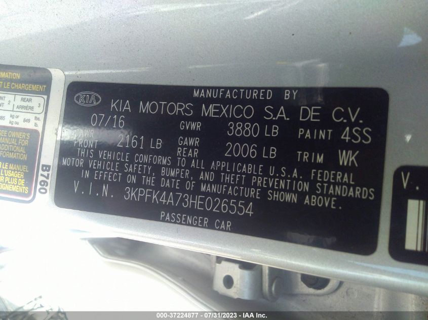 2017 KIA FORTE LX - 3KPFK4A73HE026554