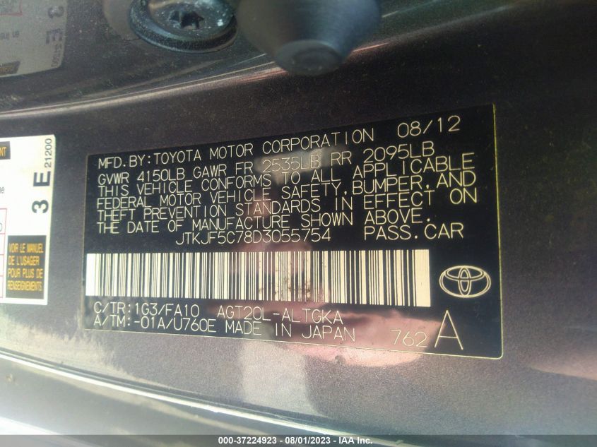 2013 TOYOTA SCION TC JTKJF5C78D3055754