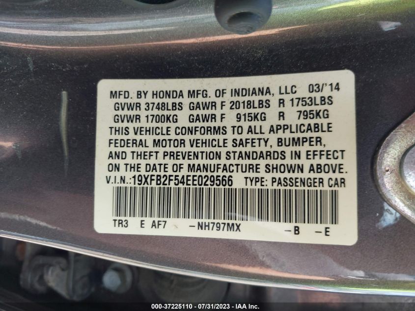2014 HONDA CIVIC SEDAN LX - 19XFB2F54EE029566
