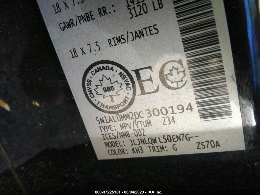 2013 INFINITI JX - 5N1AL0MM2DC300194