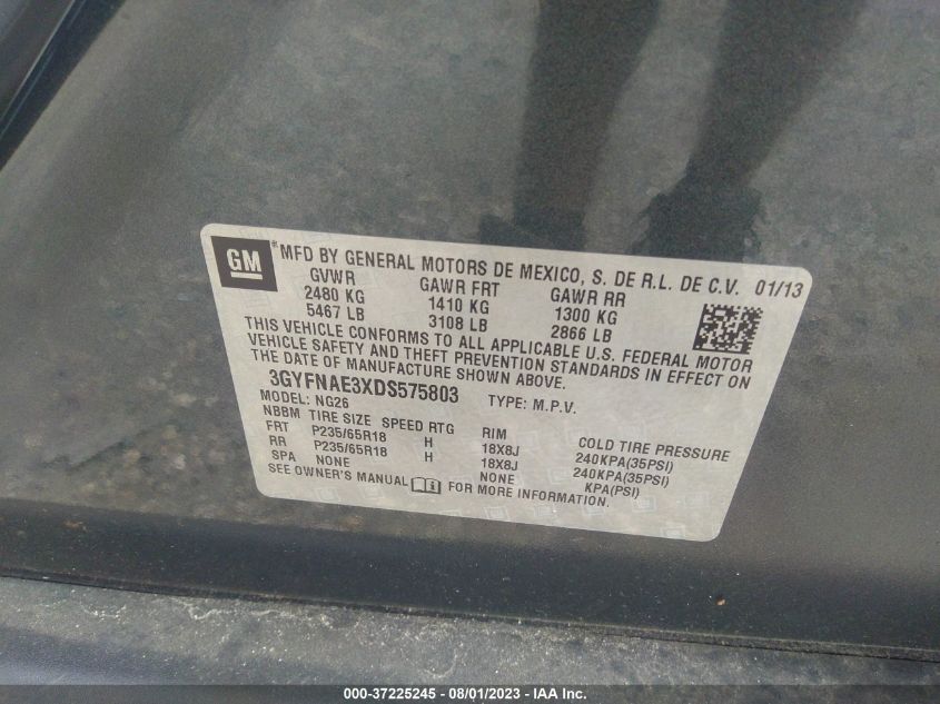 2013 CADILLAC SRX BASE - 3GYFNAE3XDS575803