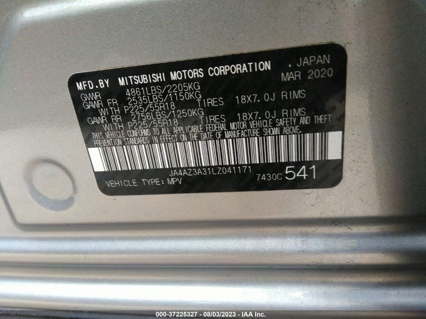 2020 MITSUBISHI OUTLANDER ES/SE/SEL/LE/SP - JA4AZ3A31LZ041171
