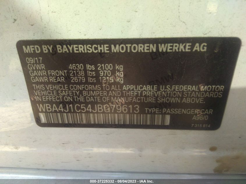 2018 BMW 4 SERIES 430I - WBA4J1C54JBG79613