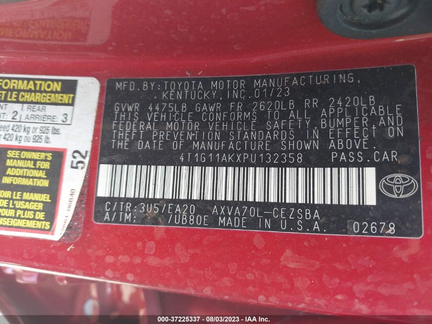2023 TOYOTA CAMRY SE NIGHT SHADE/SE - 4T1G11AKXPU132358