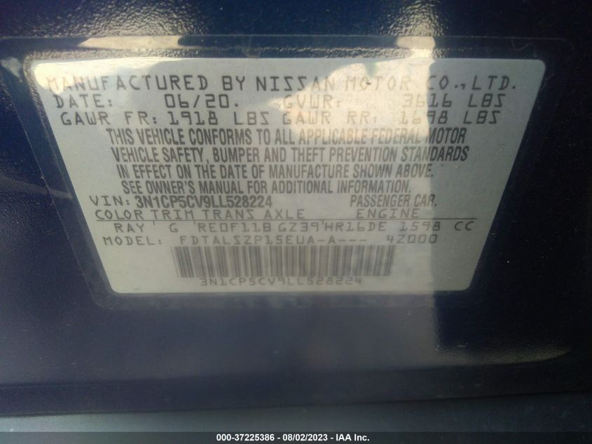 2020 NISSAN KICKS SV - 3N1CP5CV9LL528224