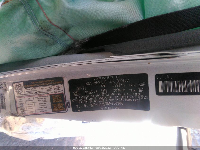 2021 KIA FORTE EX - 3KPF54AD7ME414944