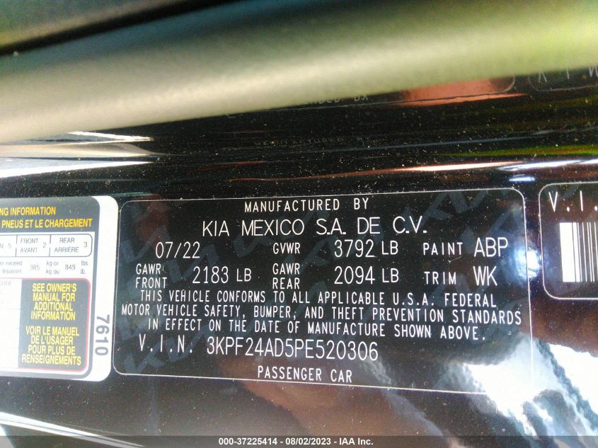 3KPF24AD5PE520306 Kia Forte LXS 9