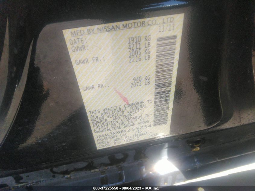 2014 NISSAN ALTIMA 2.5 - 1N4AL3APXEN253254