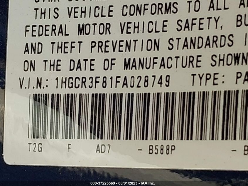 2015 HONDA ACCORD SEDAN EX-L - 1HGCR3F81FA028749