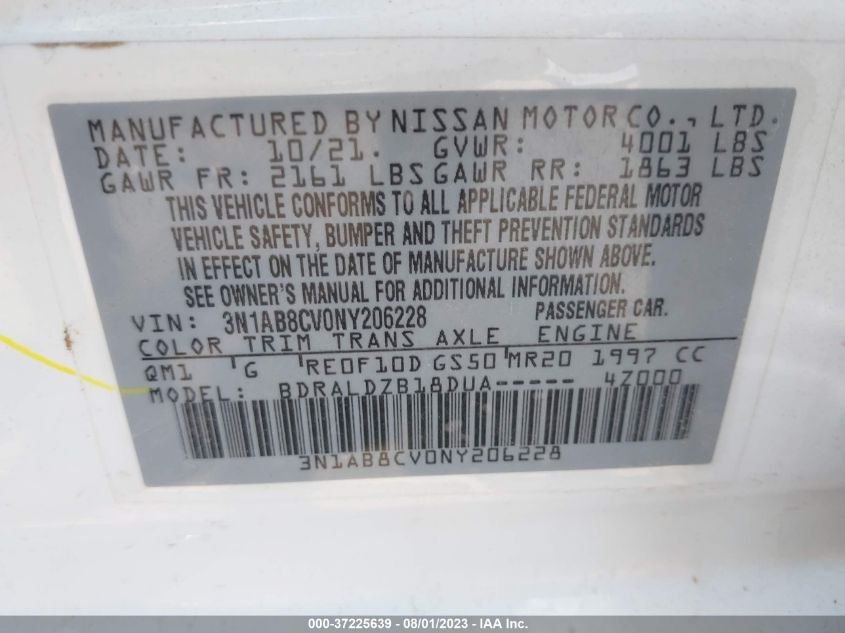 2022 NISSAN SENTRA SV - 3N1AB8CV0NY206228