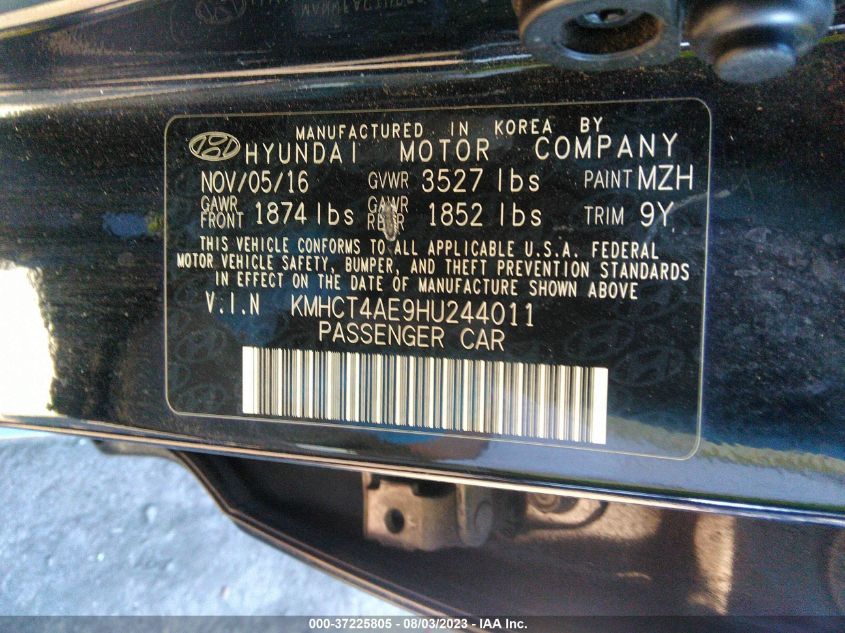 2017 HYUNDAI ACCENT SE - KMHCT4AE9HU244011