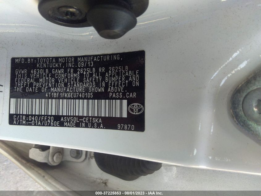 2014 TOYOTA CAMRY L/LE/XLE/SE/SE SPORT - 4T1BF1FK6EU740105