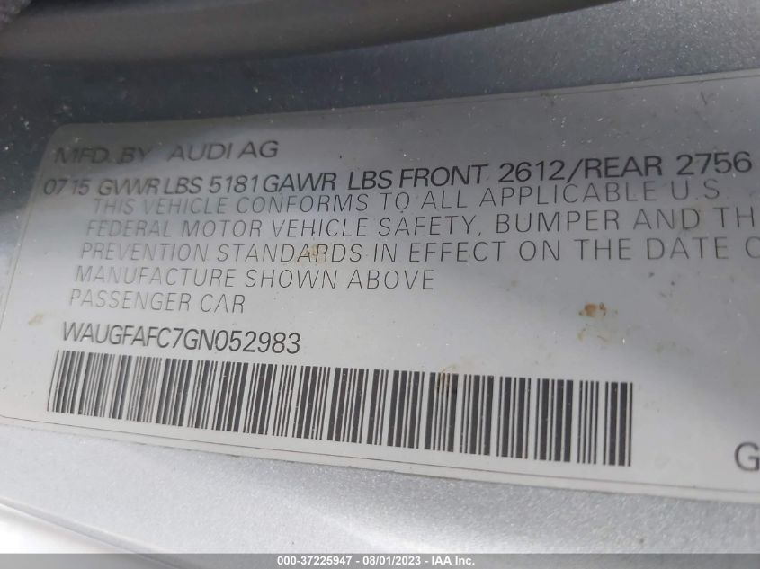 2016 AUDI A6 2.0T PREMIUM PLUS - WAUGFAFC7GN052983