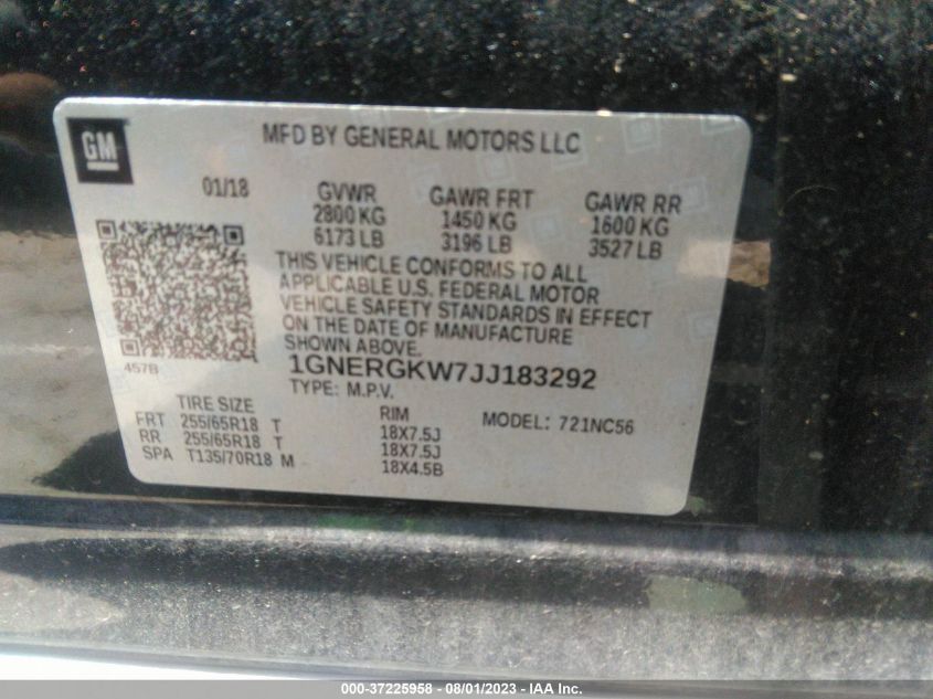 2018 CHEVROLET TRAVERSE LT - 1GNERGKW7JJ183292