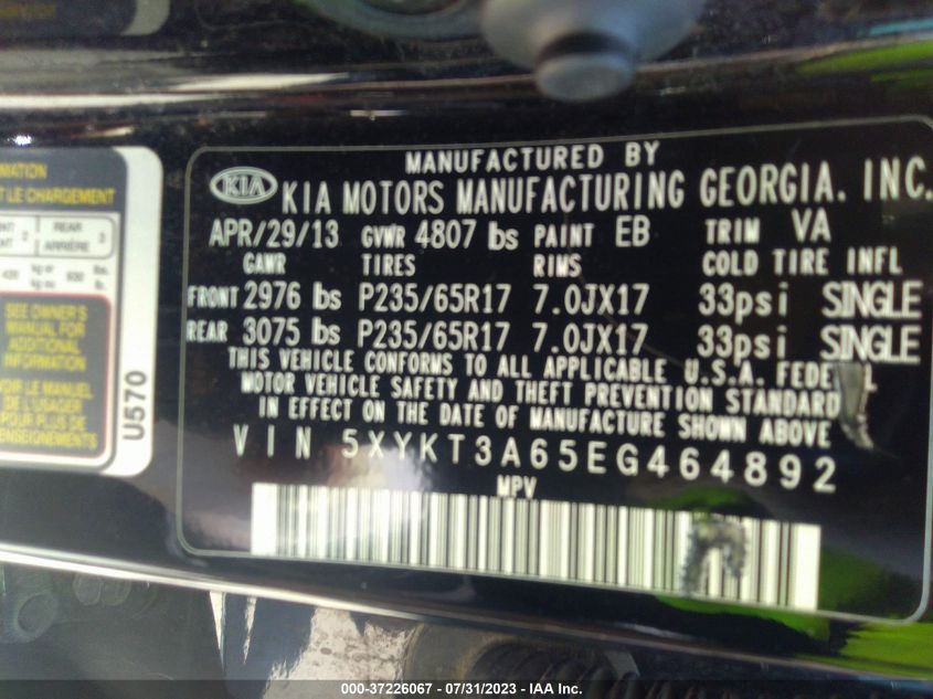 2014 KIA SORENTO LX - 5XYKT3A65EG464892