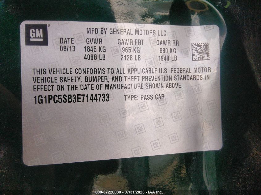 2014 CHEVROLET CRUZE 1LT - 1G1PC5SB3E7144733