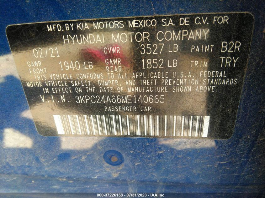 2021 HYUNDAI ACCENT SE - 3KPC24A66ME140665